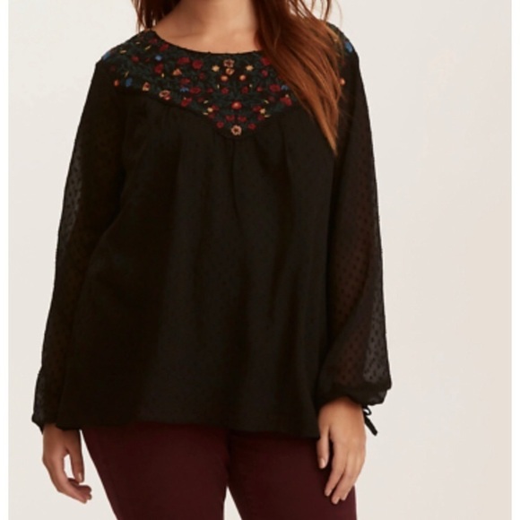 Torrid chiffon floral embroidered top blouse 00 - Picture 1 of 5